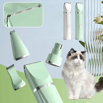 4-in-1 huisdierentondeuse met stille werking | Vacht trimmen, nagels knippen, oren reinigen & detailverzorging | Afneembare roestvrijstalen bladen