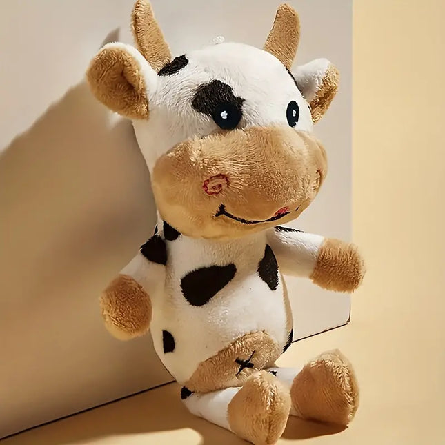 Kalmerend Huisdierenspeeltje | Koevormig Pluche | Stressverlichting voor Honden | Zacht & Duurzaam | Tandverzorgend Speelplezier | 18x10x3 cm | Perfect voor Kleine Tot Middelgrote Huisdieren | Veilig Polyestervezel | Interactief en Troostend