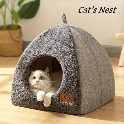 Driehoekig Kattennest van Katoen | Knusse en Veilige Slaapplek voor Katten tot 6 kg | Modern en Comfortabel Huisdierbed | Geschikt voor Binnen en Buiten