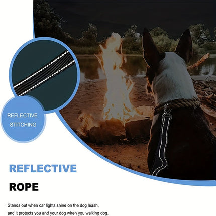 Verstelbare bungee hondenriem | Schokabsorberend nylon | Reflecterende stiksels | Gevoerde handgrepen | 125-190 cm lang | Geschikt voor grote honden