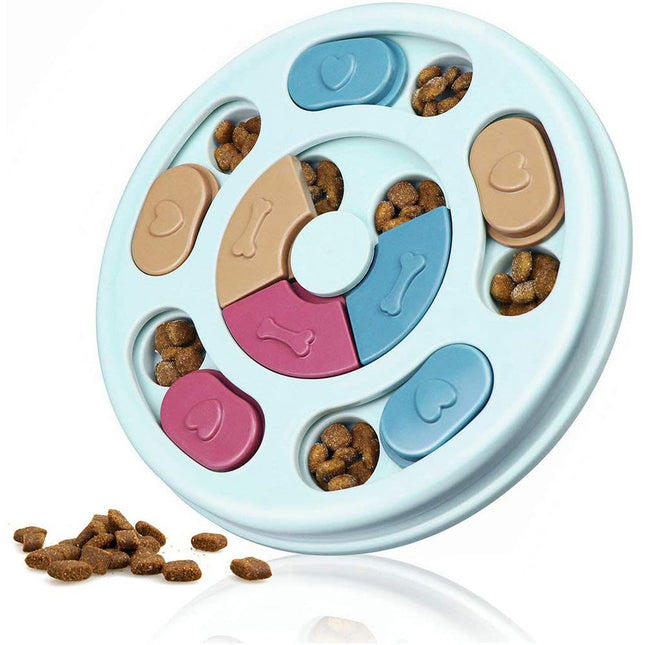 Interactieve Educatieve Hondenspeeltje | Voerbak Vertraging | Intelligentie Ontwikkeling | Duurzaam Plastic | Geschikt voor Alle Rassen | Blauw | 24x2.89 cm