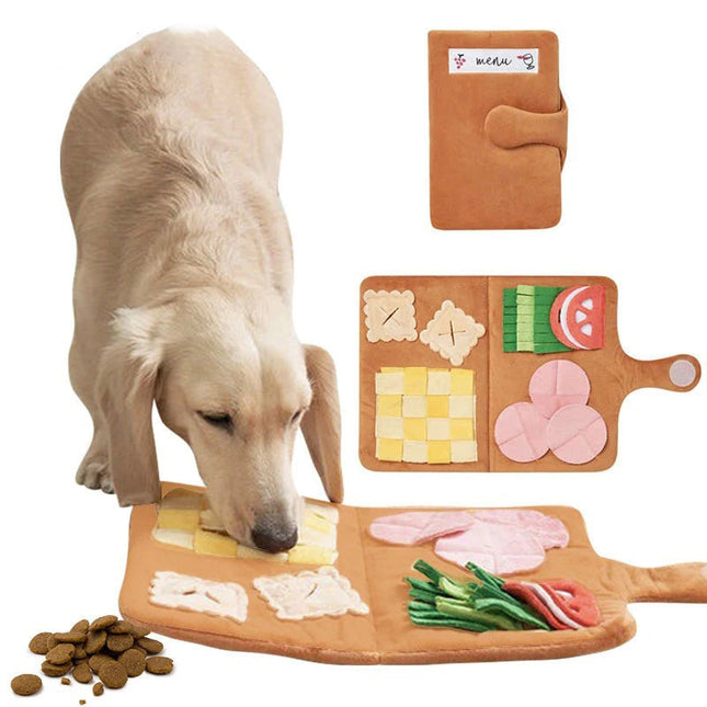 Speelgoed voor Honden | Snuffelmat Pluche en Fleece | Interactief Opvouwbaar Voerspel | Geel | Voor Kleine en Middelgrote Honden | Mentale Stimulatie en Langzaam Eten