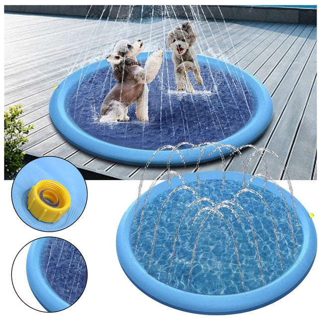 Zomer Sproeipad voor Huisdieren | Opvouwbaar en Draagbaar | Waterdichte Nylon Mat | Snelle Afvoer en Antislip | Gemak van Installatie | Ideale Koeling voor Buitenspel met Handwas Optie