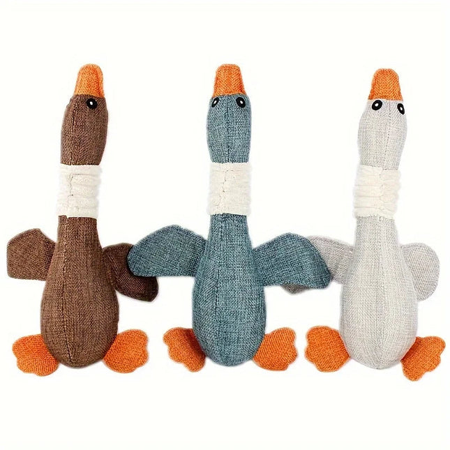 Pluche Gans Hondenspeeltje | Veilig Natuurlijk Katoen | Piepende Geluiden | Stimuleert Mondgezondheid | Geschikt voor Kleine en Middelgrote Honden | Gemakkelijk te Reinigen | 32 cm Lang