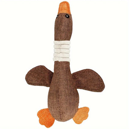 Pluche Gans Hondenspeeltje | Veilig Natuurlijk Katoen | Piepende Geluiden | Stimuleert Mondgezondheid | Geschikt voor Kleine en Middelgrote Honden | Gemakkelijk te Reinigen | 32 cm Lang