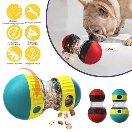 Interactief Honden Speelgoed | Haltervorm | Mentale Uitdaging | Beweging | Duurzaam en Gemakkelijk Schoon te Maken | Binnen en Buiten Gebruik | Rood Geel