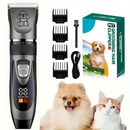 Draadloze huisdiertrimmer voor honden en katten | Stil ontwerp | USB oplaadbaar | Keramisch mes | Verstelbare mesafstand | Inclusief opzetkammen