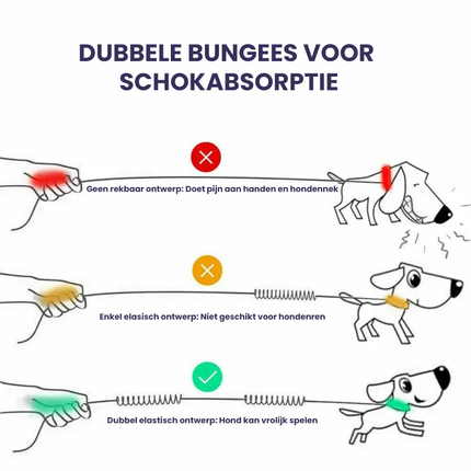 Dubbele Hondenriem Met Elastisch Koord | Reflecterende Stiksels | Voor Wandelen en Joggen