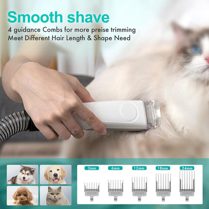 ShedVac Pro Verzorgingskit | Draadloze Trimmer en Zuigfunctie | Voor Honden, Katten en Andere Huisdieren | Wit | Comfortabele Borstels