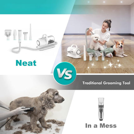 ShedVac Pro Verzorgingskit | Draadloze Trimmer en Zuigfunctie | Voor Honden, Katten en Andere Huisdieren | Wit | Comfortabele Borstels