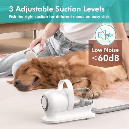 ShedVac Pro Verzorgingskit | Draadloze Trimmer en Zuigfunctie | Voor Honden, Katten en Andere Huisdieren | Wit | Comfortabele Borstels