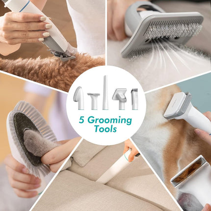 ShedVac Pro Verzorgingskit | Draadloze Trimmer en Zuigfunctie | Voor Honden, Katten en Andere Huisdieren | Wit | Comfortabele Borstels