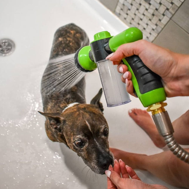 Suds-N-Paws™ Hondenbadtool | Spuitmond met 8 Spraypatronen | Verstelbare Zeepdispenser | Efficiënte Reiniging en Minder Badtijd