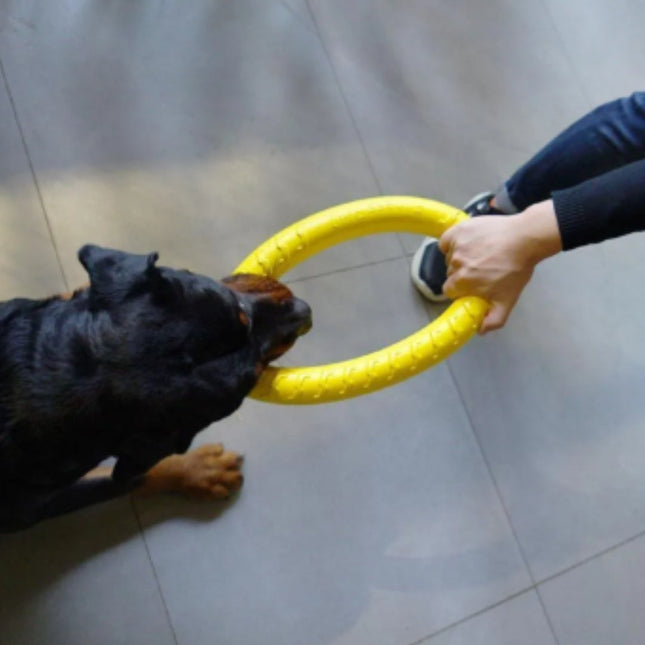 Duurzame Gele Kauwring Voor Honden | Interactief & Stimulerend | Verkrijgbaar in S en L | Rubber