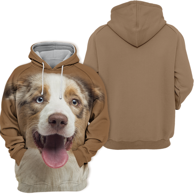 Australian Shepherd Print Sweater | Warme Hoodie Voor Dierenliefhebbers | Unisex | Comfortabele Pasvorm | Hoge Kwaliteit Print | Maten S-4XL | Polyester en Katoen Mix