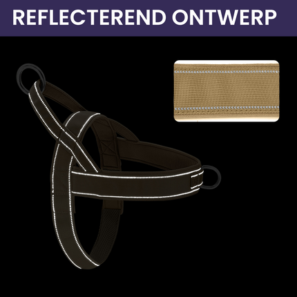 Hondenharnas met Reflecterende Veiligheid | Duurzaam Nylon | No Pull Functie | Verstelbare Pasvorm | Stevig Handvat | Geschikt voor Duitse Herders | Diverse Maten en Kleuren