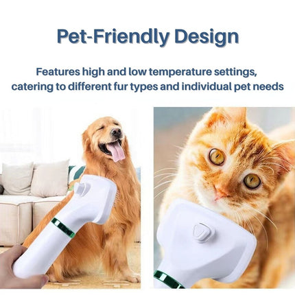 VelvetPaws QuickDry Styler | Stilte Technologie | 2-in-1 Droger en Borstel | Verstelbare Warmte | Huisdier Vachtverzorging | Ontwikkeld voor Comfort en Knuffels | Stressvrije Ervaring