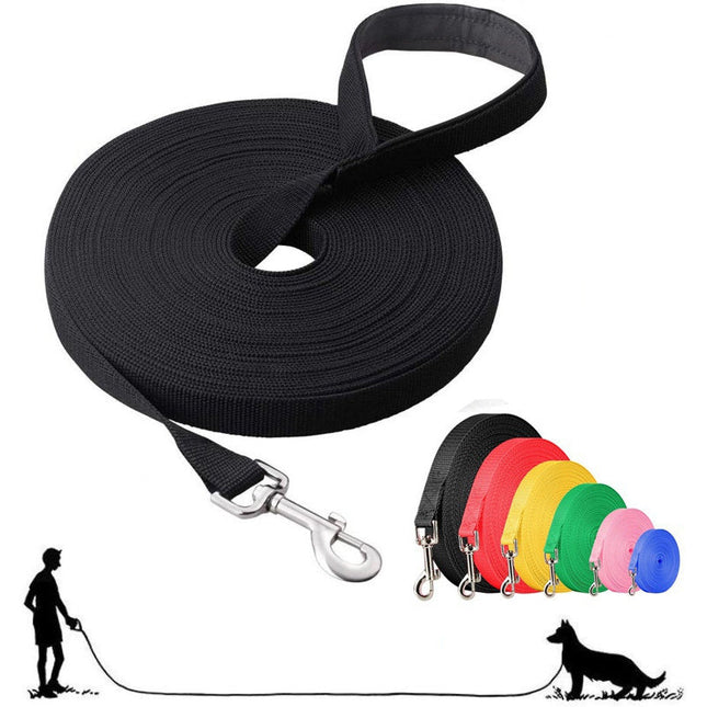 Lange nylon hondenriem voor training en wandelingen | Met stevige metalen karabijnhaak | Geschikt voor middelgrote en grote honden | Meerdere en en lengtes