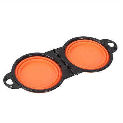Opvouwbare dubbele hondenbak | 2-in-1 voer- en drinkbak | 350 ml per bak | siliconen & kunststof | ideaal voor reizen, wandelen, kamperen | lichtgewicht & draagbaar | blauw-zwart