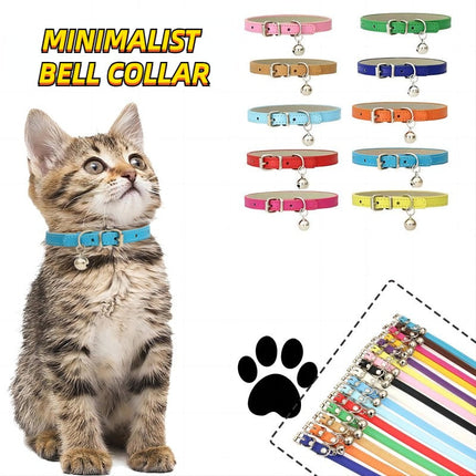 Verstelbare kattenhalsband kunstleer met bel | Veiligheidsbuckle | Metalen gesp | Voor katten van klein tot middelgroot | Meerdere maten