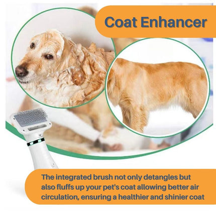 VelvetPaws QuickDry Styler | Stilte Technologie | 2-in-1 Droger en Borstel | Verstelbare Warmte | Huisdier Vachtverzorging | Ontwikkeld voor Comfort en Knuffels | Stressvrije Ervaring
