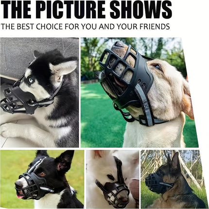 Verstelbare hondenmuilkorf van zacht rubber | Ademend ontwerp | Reflecterende nylon banden | Geschikt voor training en wandelen | Voor kleine tot grote honden