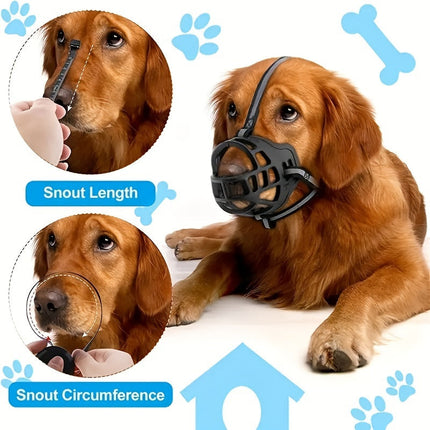 Verstelbare hondenmuilkorf van zacht rubber | Ademend ontwerp | Reflecterende nylon banden | Geschikt voor training en wandelen | Voor kleine tot grote honden