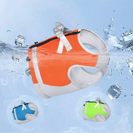 Verstelbaar Reflecterend Koelvest Voor Honden | Limegroen, Blauw, Oranje | Comfortabel op Warme Dagen | Snel Afneembare Hondentop | Geschikt Voor Wandeling, Training, Shows | D-Ring Voor Riem