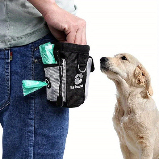 Honden traktatie pouch met vuilniszak dispenser | Grote capaciteit | Stevig polyester | Clip voor taille | Ideaal voor training en wandelingen