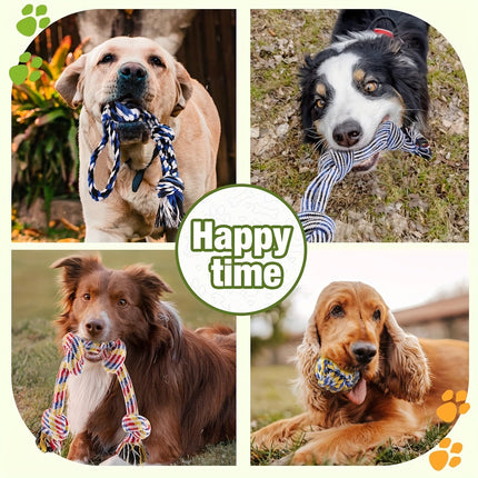 4-delige Honden Speelgoedset | Stevig touw en ballen | Duurzaam kauwspeelgoed voor alle hondenrassen | Bevordert tandreiniging en actief spel