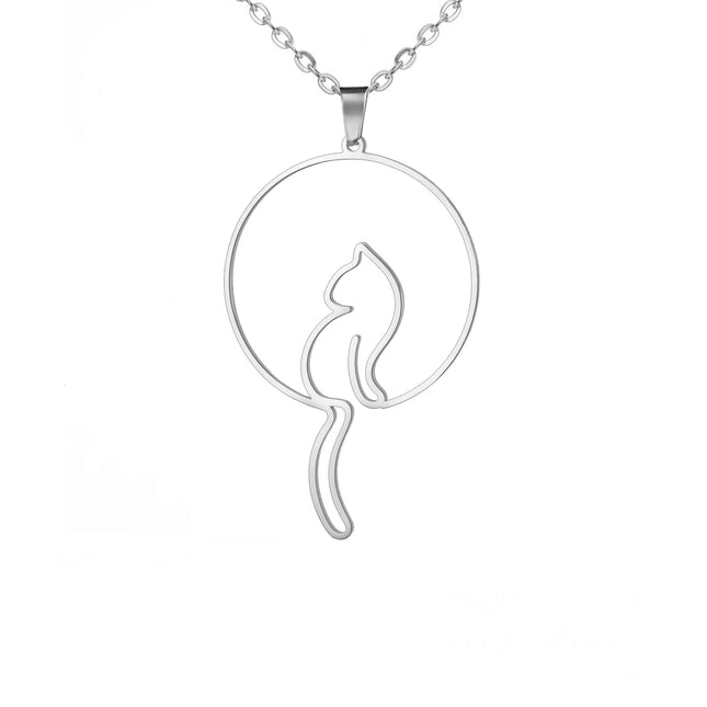 Katten hanger ketting voor dames | RVS | Schattig katten design | Dierlijke hanger | Trendy mode sieraad | Verjaardagscadeau | Goud & staal