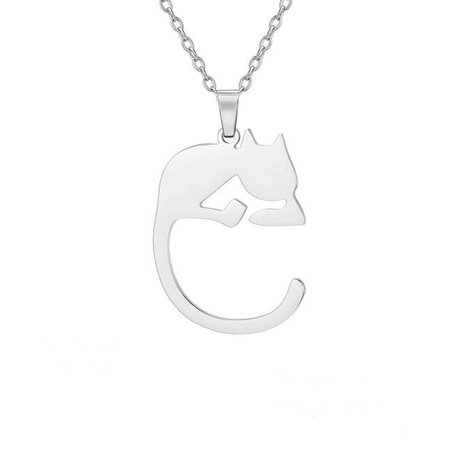 Katten Ketting voor Dames | Roestvrijstalen Hanger met Schattige Kat |  Goud & Zilver | Dierensieraad | Trendy Cadeau Idee