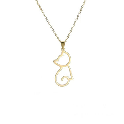 Jeshayuan katten ketting voor dames | RVS hanger met schattig katje | Trendy dieren sieraad | Leuk cadeau voor kattenliefhebbers | Goud & staal
