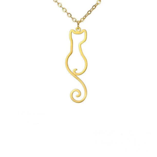 Katten hanger ketting voor dames | RVS | Schattige kitten dieren hanger | Trendy sieraden cadeau | Goud & staal | Jeshayuan | Modieuze dierenketting