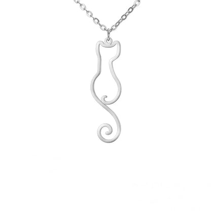 Kattenhanger ketting dames | Roestvrijstalen katten ketting | Schattige dierenhanger sieraad | Trendy cadeau voor kattenliefhebbers | Goud & staal | Jeshayuan