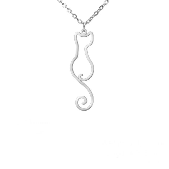 Kattenhanger ketting dames | Roestvrijstalen katten ketting | Schattige dierenhanger sieraad | Trendy cadeau voor kattenliefhebbers | Goud & staal | Jeshayuan