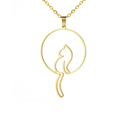 Katten Hanger Ketting voor Dames | Roestvrijstaal | Schattige Kat Sieraad | Trendy Dieren Ketting | Gift Idee | Goud & Zilver  | Vert Niet | Mode Sieraad voor Feest, Verjaardag, Bruiloft