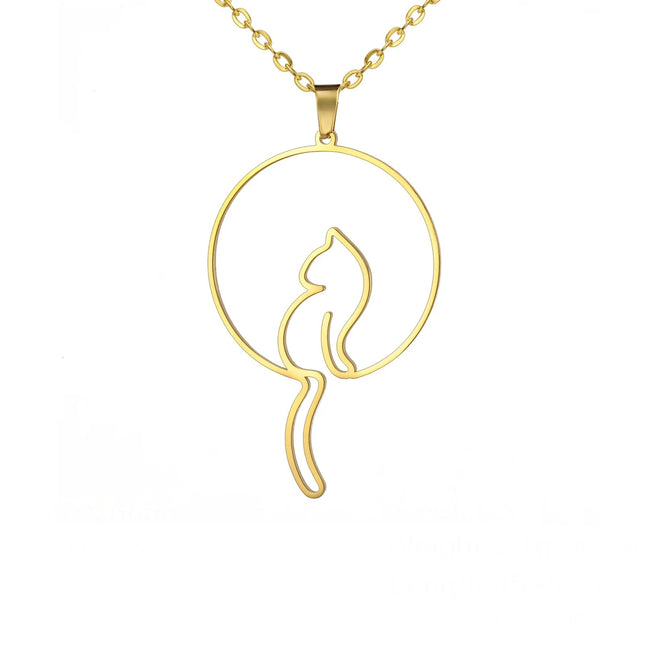 Katten Hanger Ketting voor Dames | Roestvrijstaal | Schattige Kat Sieraad | Trendy Dieren Ketting | Gift Idee | Goud & Zilver  | Vert Niet | Mode Sieraad voor Feest, Verjaardag, Bruiloft