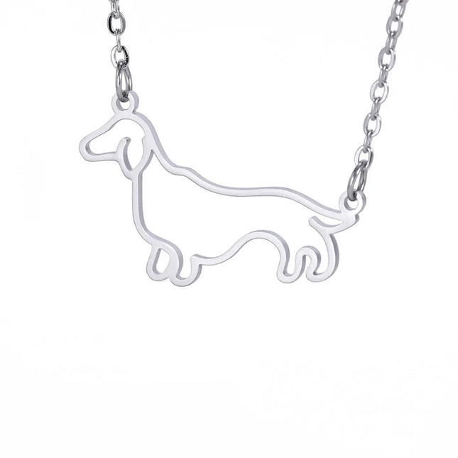 Dames en kinderen hondenliefhebbers ketting | RVS teckel hanger | Schattige sausizhond ketting | Cadeau sieraden voor dierenliefhebbers | 45+5cm | Goud of staal