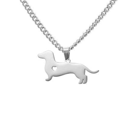 Dachshund Ketting voor Dames & Kinderen | RVS Hondenhanger | Sausage Dog Sieraad | Perfect Cadeau voor Dierenliefhebbers | Zilver Goud | 45+5cm