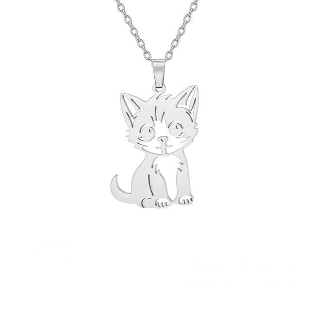 Jeshayuan Ketting met Kat Hanger voor Dames | Roestvrijstaal | Schattige Dieren Sieraad | Kado Idee | Goud & Zilver | Trendy Modeaccessoire