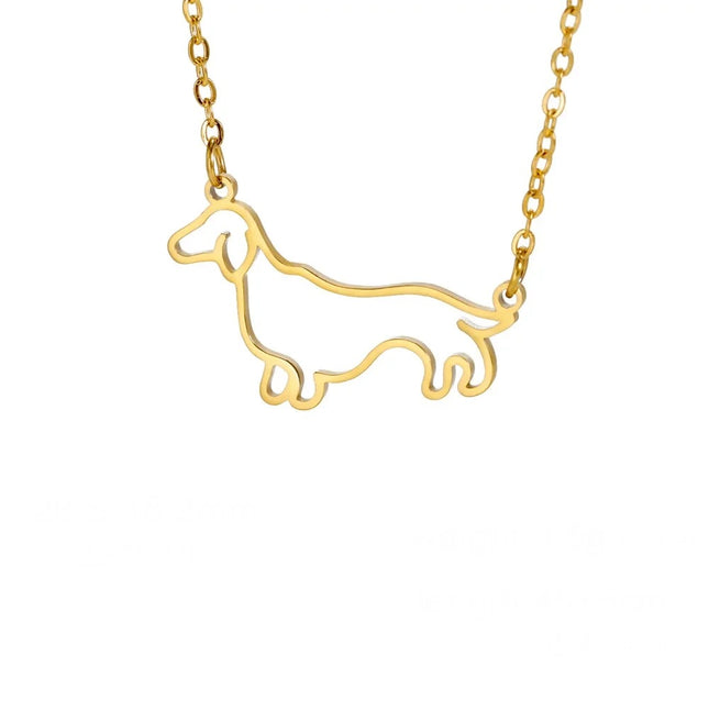Teckel ketting voor dames en kinderen | Schattige RVS hanger hondje | Gift voor hondenliefhebbers | Sausage dog sieraden | Verstelbaar 45+5cm | Goud of staal