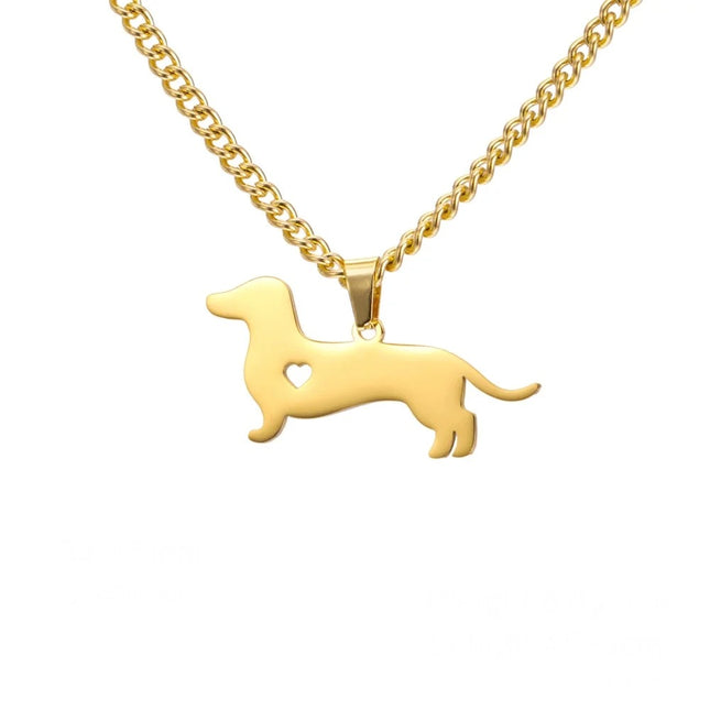 Dachshund Ketting voor Dames en Kinderen | RVS Hondenhanger | Sausage Dog Sieraad | Origineel Dierenvriend Cadeau | My Shape | 45+5cm | Goud/Zilver