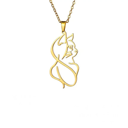Kattenhanger ketting dames | Edelstalen sieraden | Schattige katten vorm | Goud & Zilver  | Trendy uniseks dieren ketting | Perfect cadeau voor kattenliefhebbers