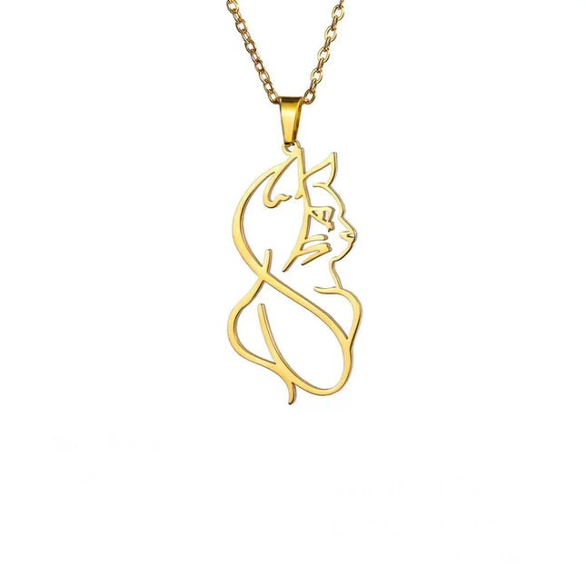 Kattenhanger ketting dames | Edelstalen sieraden | Schattige katten vorm | Goud & Zilver  | Trendy uniseks dieren ketting | Perfect cadeau voor kattenliefhebbers