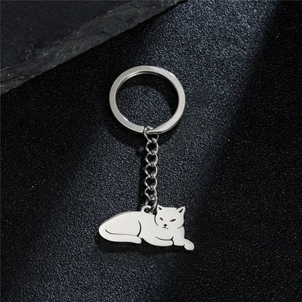 Sleutelhanger katten | Schattige katten hanger van roestvrij staal | Creatief dieraccessoire voor dames | Sleutelhanger voor auto, tas en portemonnee | Gift idee