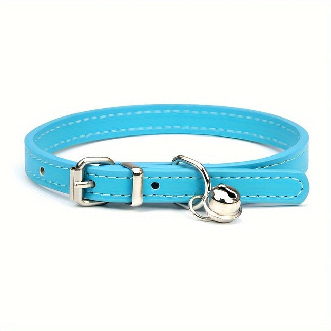Verstelbare kattenhalsband kunstleer met bel | Veiligheidsbuckle | Metalen gesp | Voor katten van klein tot middelgroot | Meerdere maten