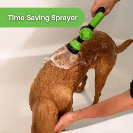 Suds-N-Paws™ Hondenbadtool | Spuitmond met 8 Spraypatronen | Verstelbare Zeepdispenser | Efficiënte Reiniging en Minder Badtijd