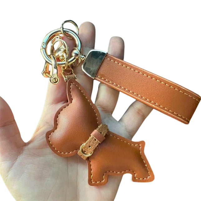 Leren autosleutelhanger met schattige Fadou hond | Creatief cadeau voor koppels | Sleutelhanger voor tas of rugzak | Origineel verjaardagscadeau | Zinklegering | Accessoire