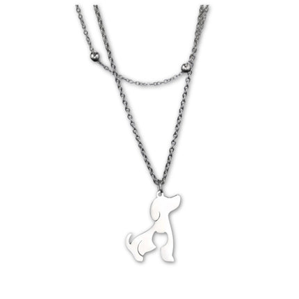 Dames Ketting Met Dierenhanger | Dubbele Laags Choker Met Kat & Hond | Roestvrij Staal | Minimalistisch & Trendy Sieraad | Perfect Cadeau Voor Vriendin, Moeder Of Vriendin